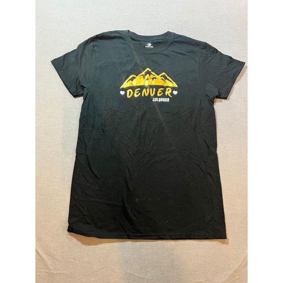 Denver Colorado Shirt Mens Small Black‎ Gold Logo Short Sleeve Pullover Tee. - Picture 1 of 9